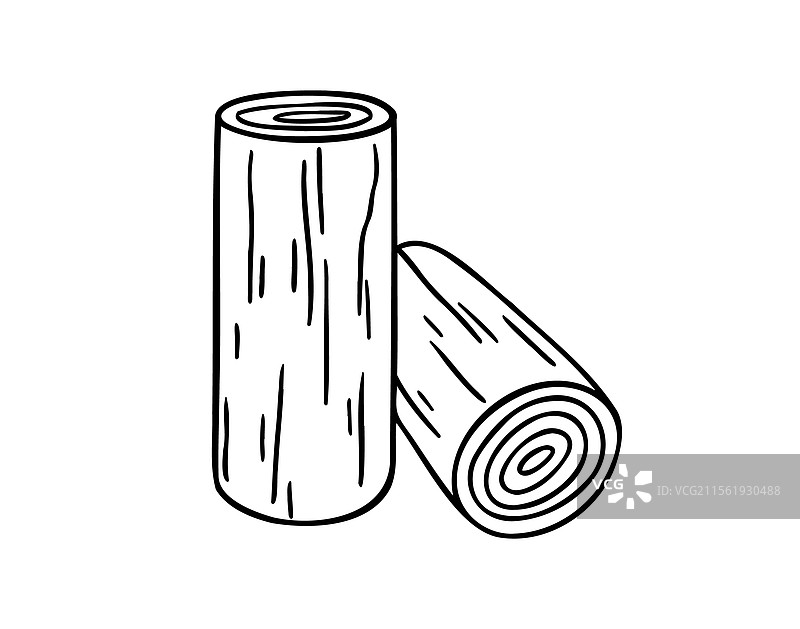 两根木头的涂鸦手绘图标轮廓图片素材