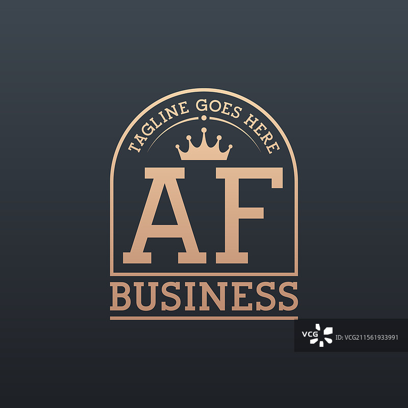 奢华的AF标志，配有优雅的王冠和字母AF图片素材