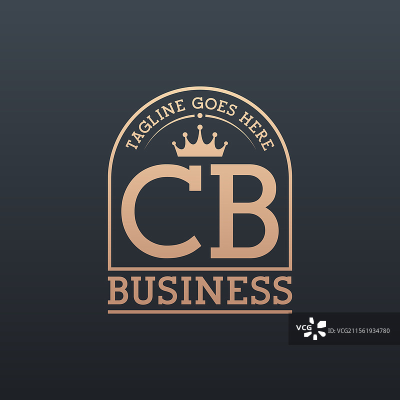 奢华的CB字母标志，配有优雅的皇冠图片素材
