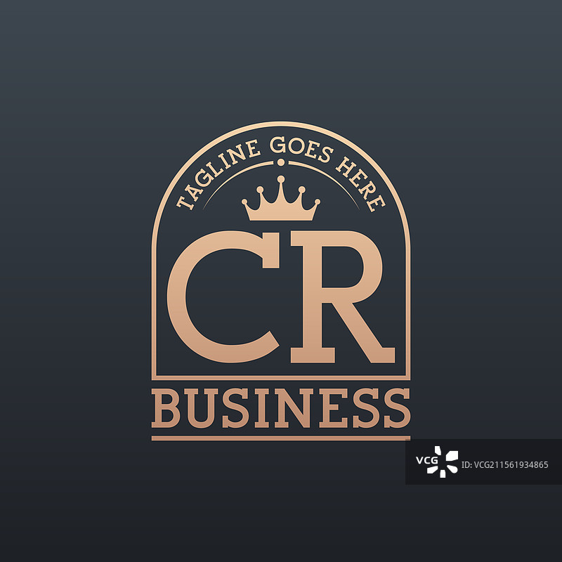 奢华的CR字母标志，配有优雅的皇冠图片素材
