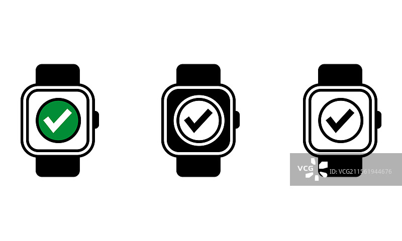 带有勾号图标的智能手表图片素材