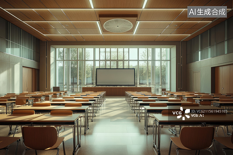 【AI数字艺术】现代空教室内景设计图片素材