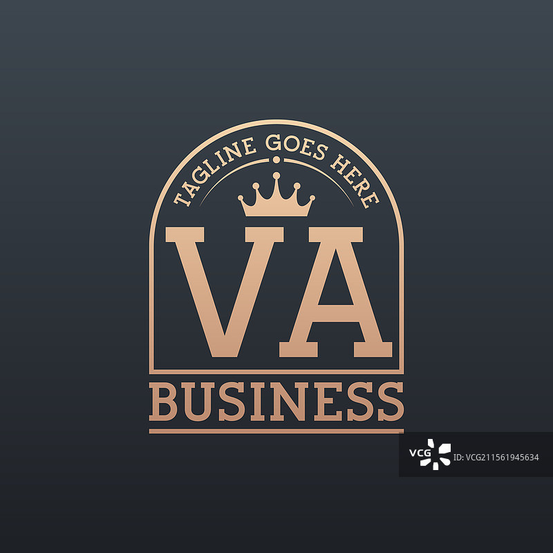 奢华的VA标志，配有优雅的皇冠字母VA图片素材