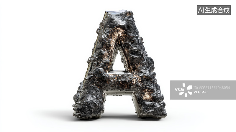【AI数字艺术】石头组成的英文字母A，字母背景，设计元素，26个英文字母图片素材