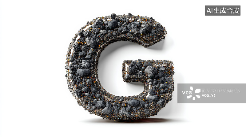 【AI数字艺术】石头组成的英文字母G，字母背景，设计元素，26个英文字母图片素材