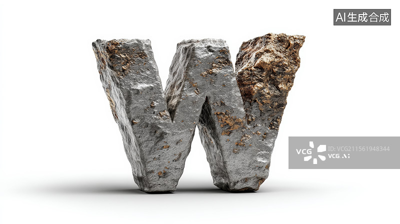 【AI数字艺术】石头组成的英文字母W，字母背景，设计元素，26个英文字母图片素材
