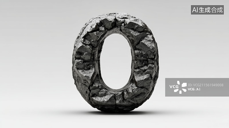 【AI数字艺术】石头组成的英文字母O，字母背景，设计元素，26个英文字母图片素材
