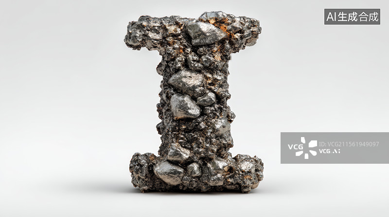 【AI数字艺术】石头组成的英文字母I，字母背景，设计元素，26个英文字母图片素材