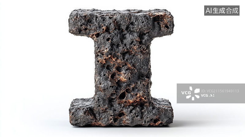 【AI数字艺术】石头组成的英文字母I，字母背景，设计元素，26个英文字母图片素材