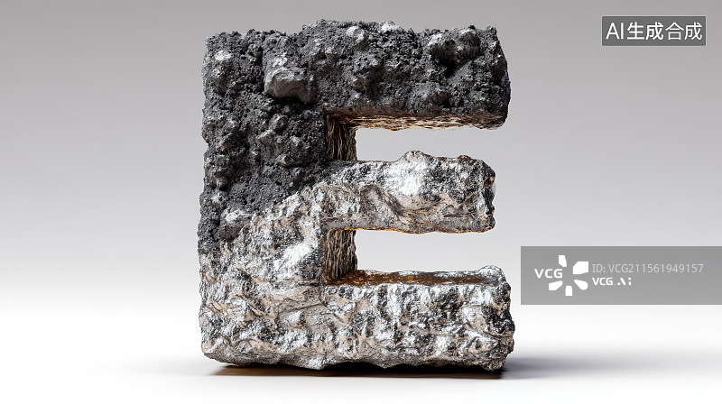 【AI数字艺术】石头组成的英文字母E，字母背景，设计元素，26个英文字母图片素材
