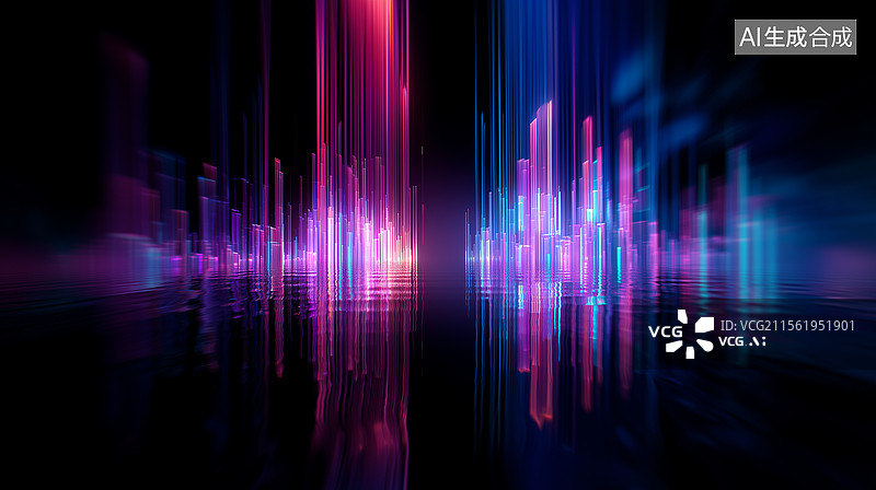 【AI数字艺术】霓虹数码城市科技夜景背景图片素材