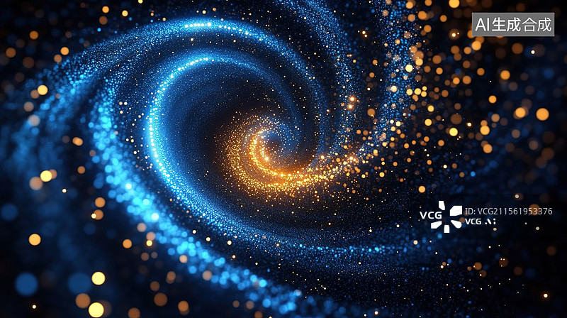 【AI数字艺术】螺旋形流动粒子抽象科技插画图片素材