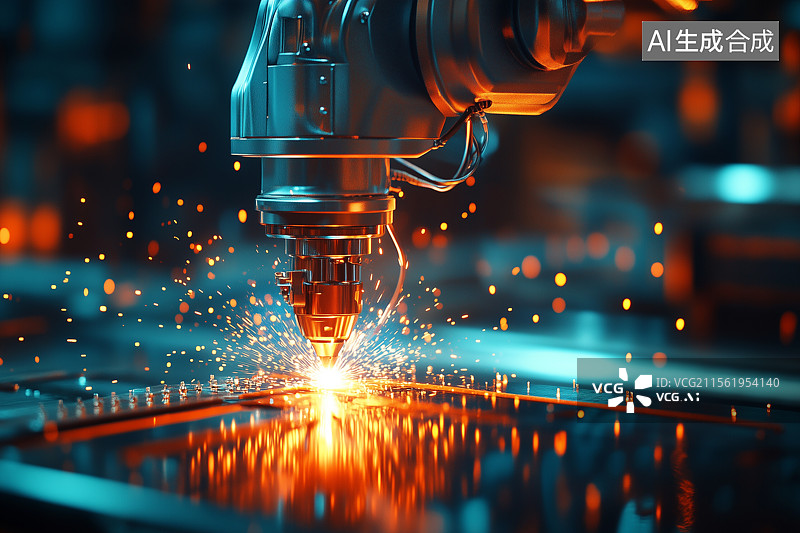 【AI数字艺术】工作台上机械臂正在焊接图片素材