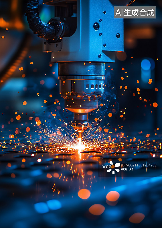【AI数字艺术】工作台上机械臂正在焊接图片素材