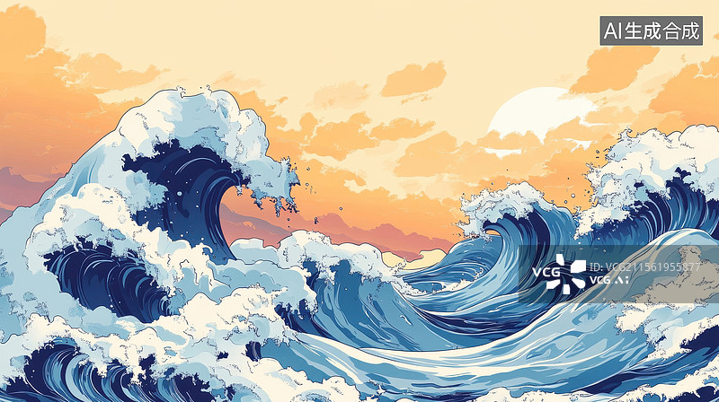 【AI数字艺术】波涛汹涌的海浪图片素材