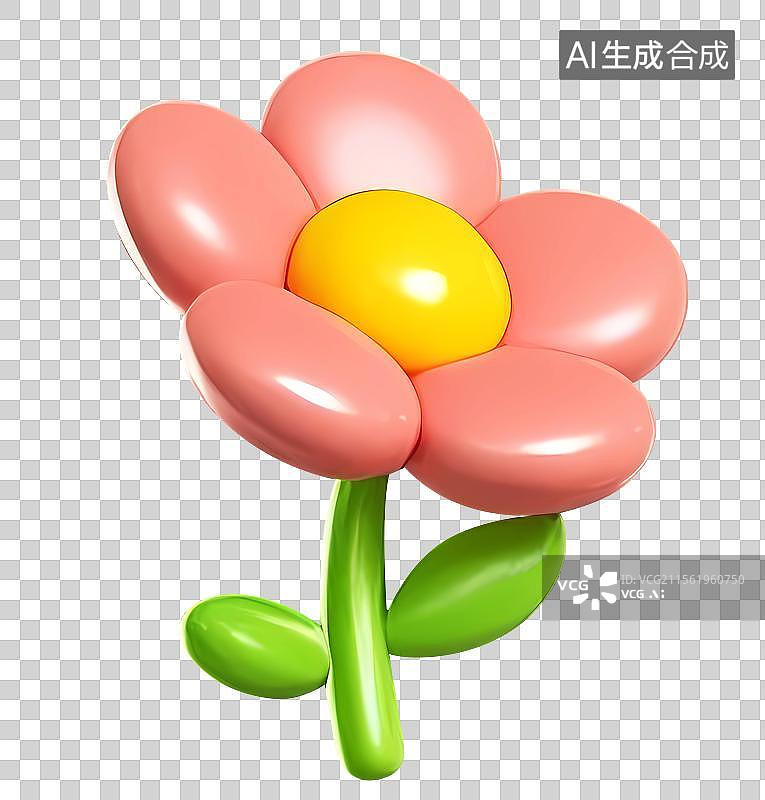 【AI数字艺术】清新可爱春天花朵图标粉色3d桃花樱花图片素材