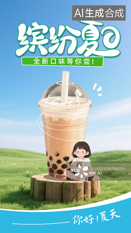 【AI数字艺术】缤纷夏日小暑大暑夏季饮品促销海报图片素材