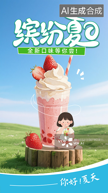 【AI数字艺术】缤纷夏日小暑大暑夏季饮品促销海报图片素材