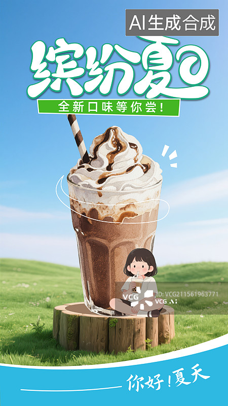 【AI数字艺术】缤纷夏日小暑大暑夏季饮品促销海报图片素材