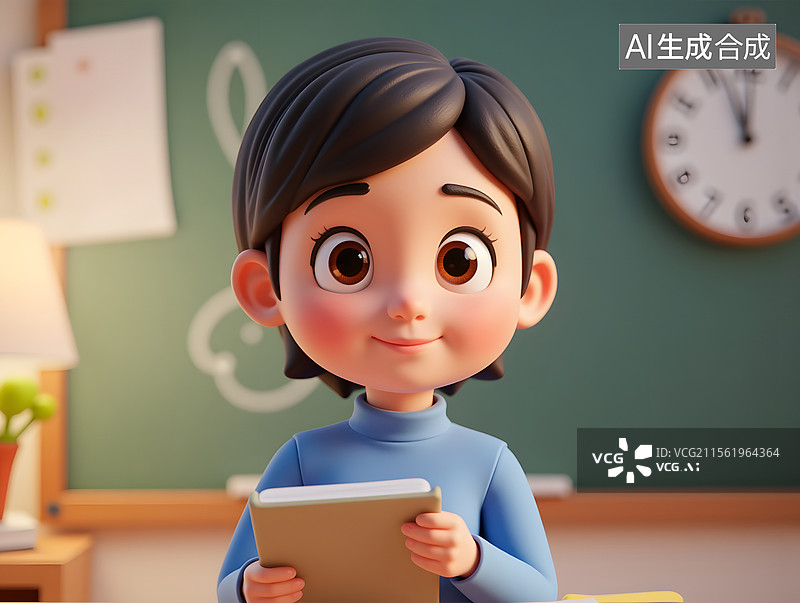 【AI数字艺术】戴着眼镜的老师3D人物插画图片素材