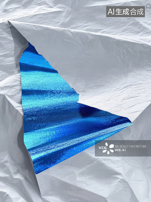 【AI数字艺术】蓝色抽象图案透过皱褶纸张图片素材