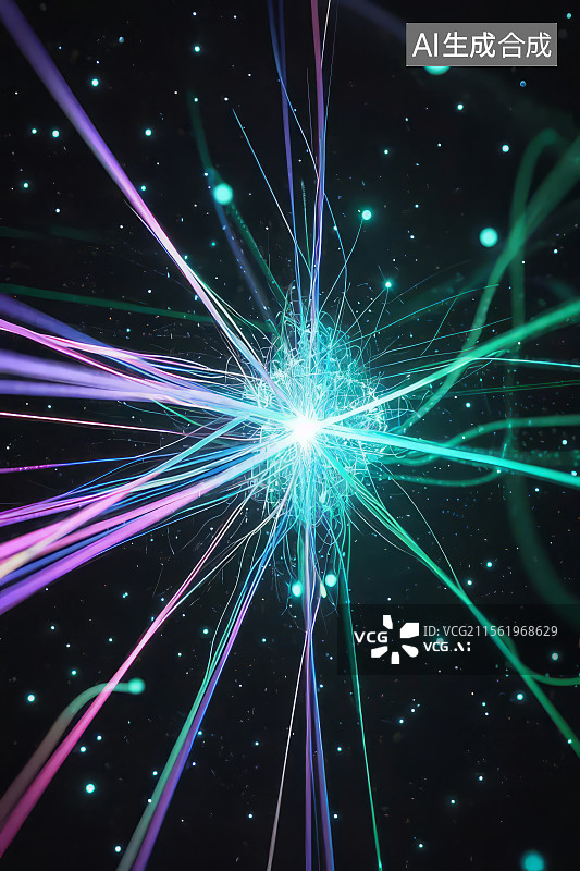 【AI数字艺术】光束汇聚的抽象图像图片素材