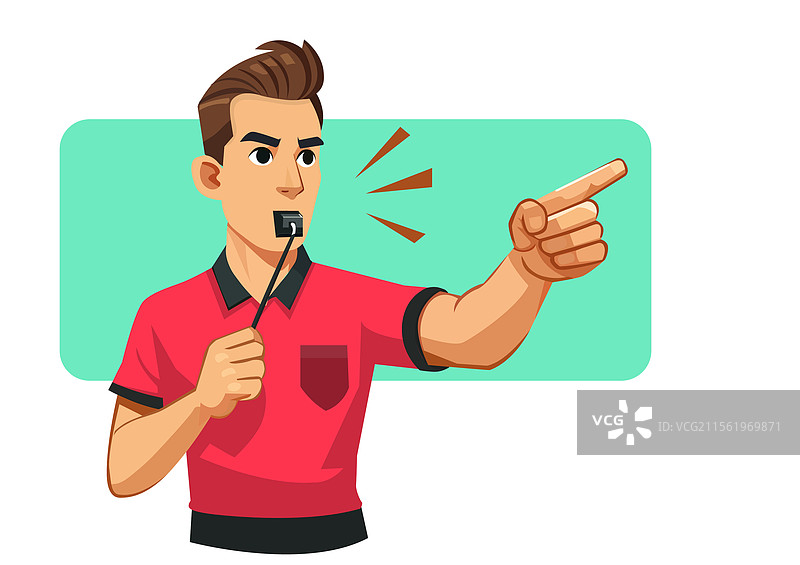 足球裁判吹哨的平面图图片素材