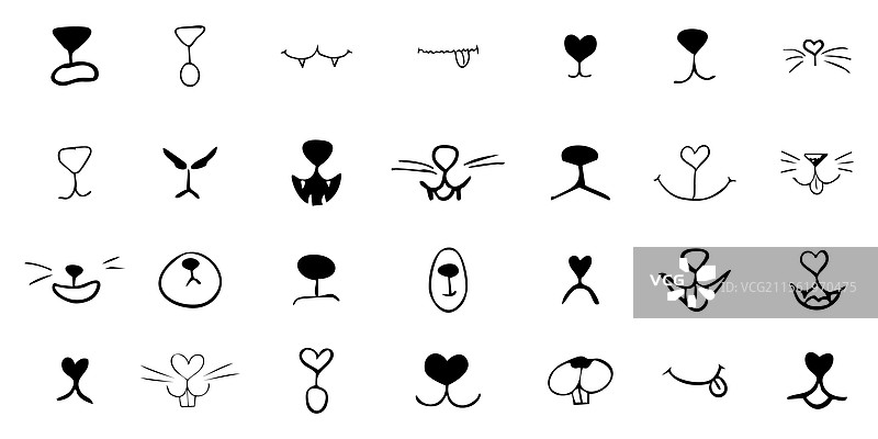 可爱宠物嘴巴漫画线条涂鸦绘图集图片素材