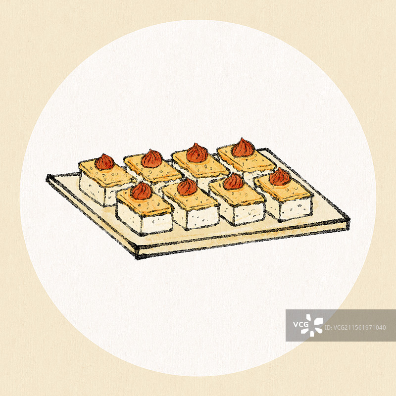 山西太原美食国风插画-黄米凉糕图片素材