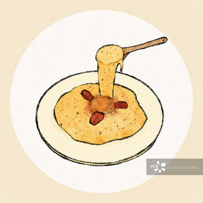 山西太原美食国风插画-蒸黄米图片素材