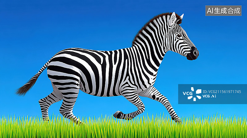 【AI数字艺术】奔跑的非洲斑马草原剪影白色蓝天背景创意动物插画自然主题活动海报艺术图片素材