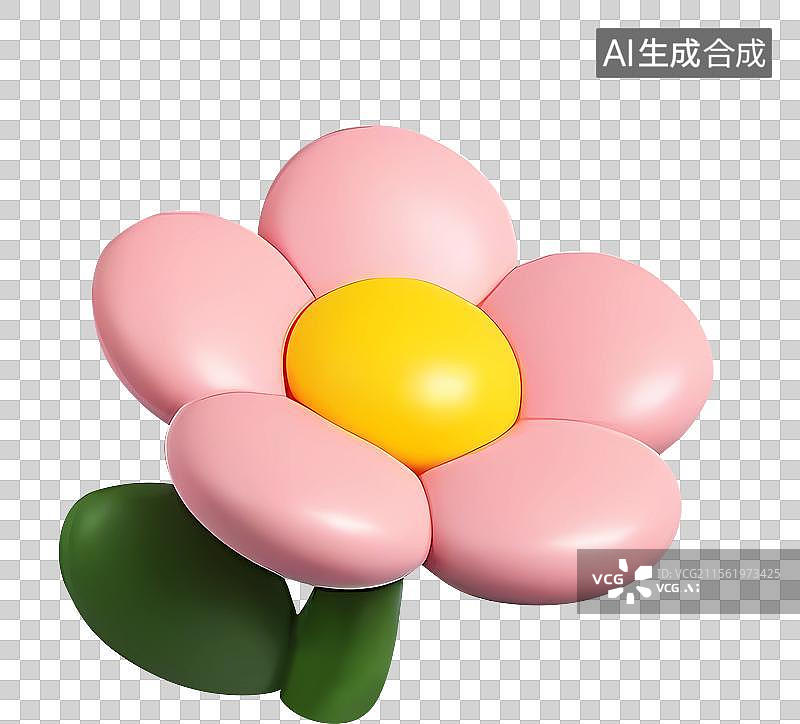 【AI数字艺术】清新可爱春天花朵图标粉色3d桃花樱花图片素材