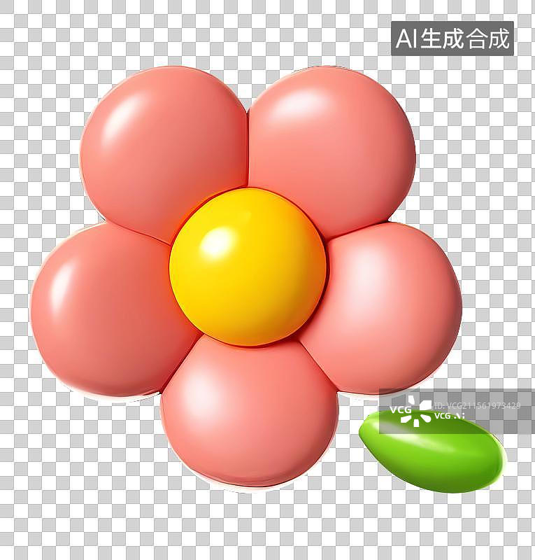 【AI数字艺术】清新可爱春天花朵图标粉色3d桃花樱花图片素材