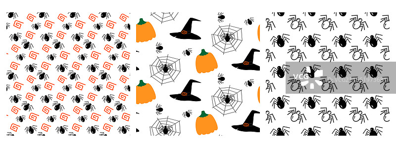 蜘蛛与装饰元素南瓜女巫图片素材