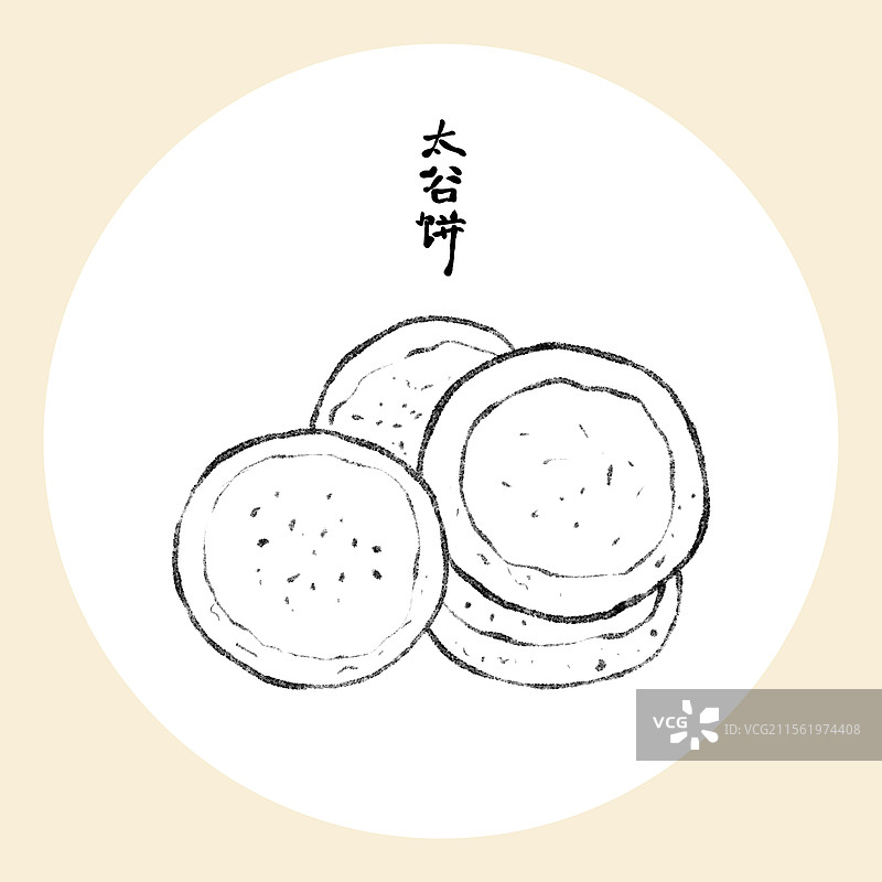 山西太原美食国风插画-太谷饼图片素材