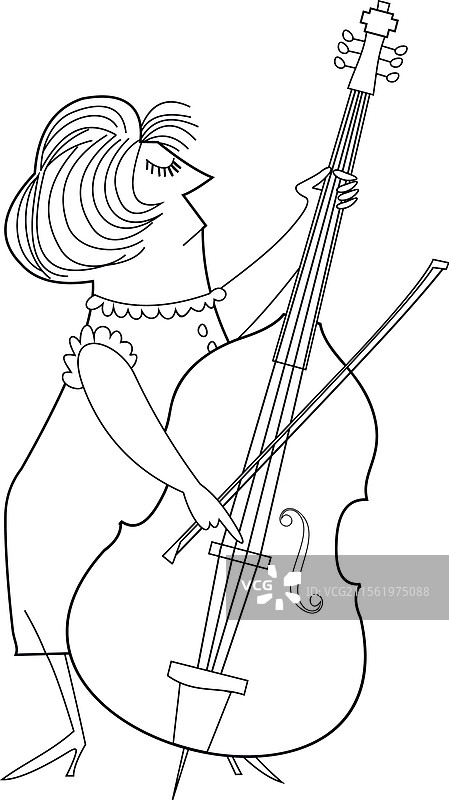 卡通女性演奏大提琴图片素材