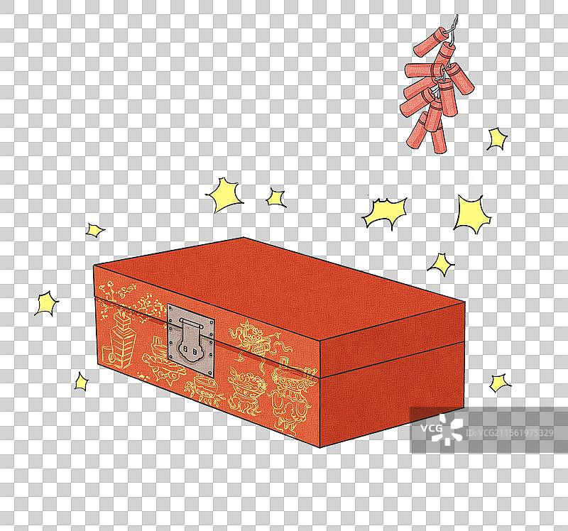 婚礼嫁妆万福来皮箱卡通元素图片素材