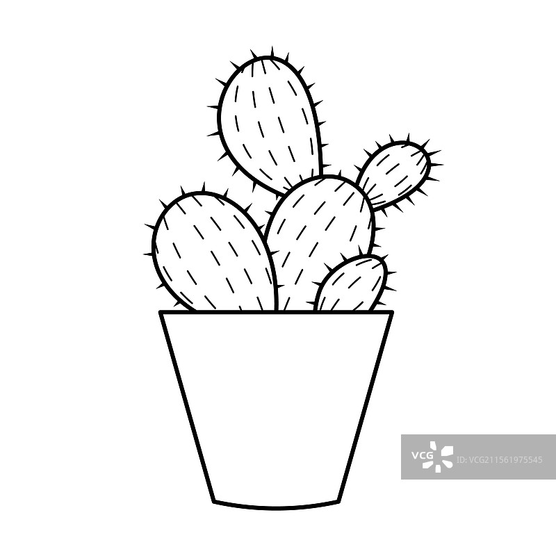 盆栽仙人掌的轮廓插图图片素材