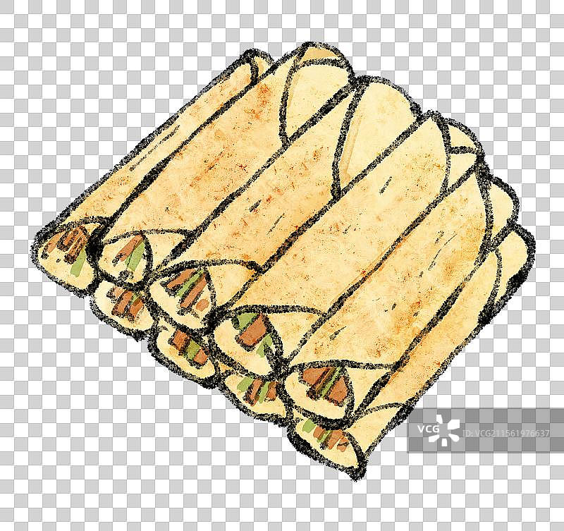 山西长治美食国风插画-驴肉甩饼图片素材