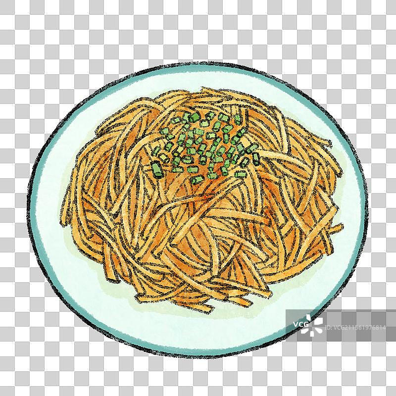 山西长治美食国风插画-长子炒饼图片素材