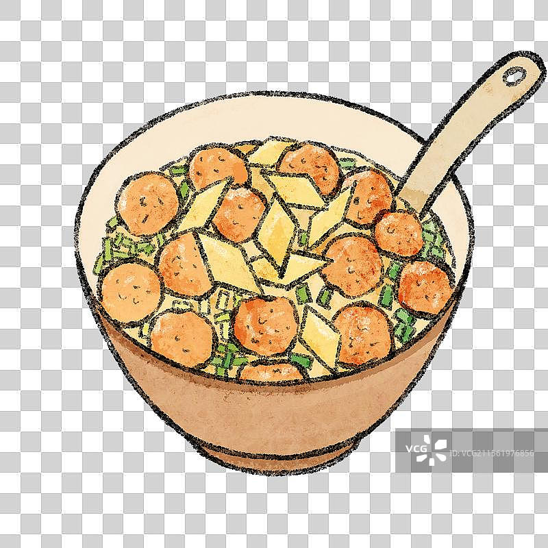 山西长治美食国风插画-汆汤图片素材