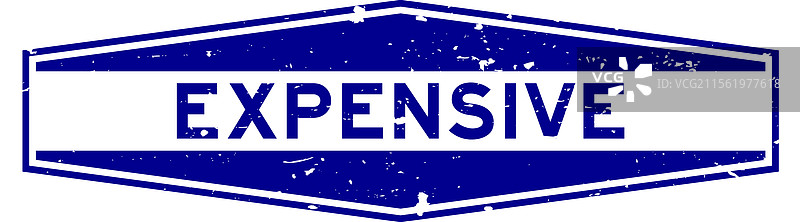 复古蓝色昂贵的六边形橡胶印章图片素材