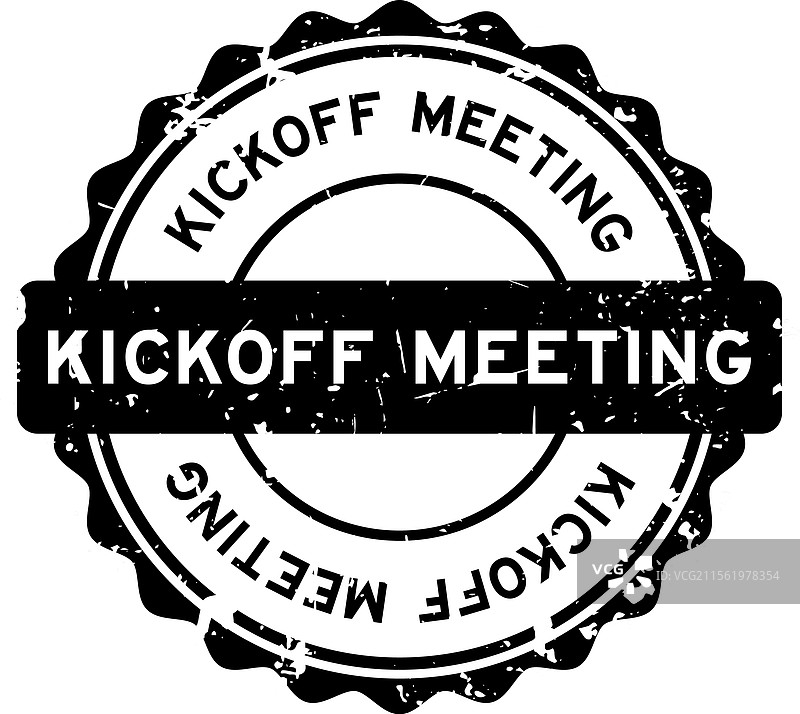 磨损的黑色启动会议字样圆形印章图片素材