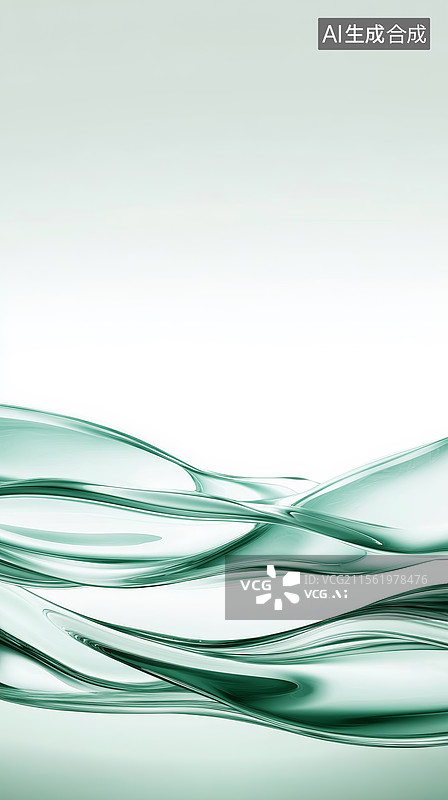 【AI数字艺术】绿色清澈透明的水波纹背景图片素材
