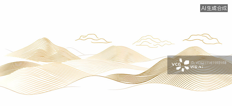 【AI数字艺术】金色山峦云海图图片素材