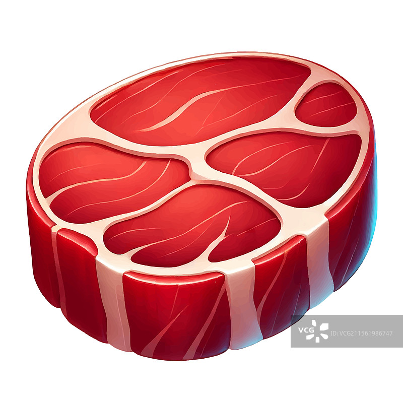 卡通风格的带有大理石纹理的生牛排图片素材