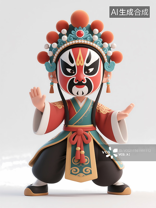 【AI数字艺术】卡通京剧人物形象设计图片素材