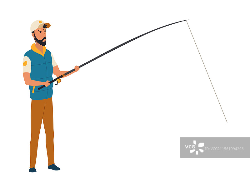 卡通男性钓鱼者角色图片素材