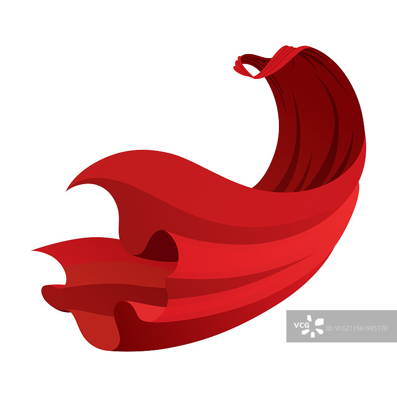 侧面视角的红色斗篷，鲜红色面料的超级英雄斗篷图片素材