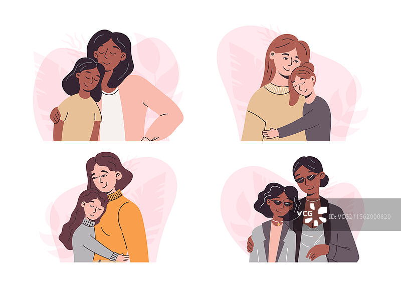 一组独立的多样化母女形象图片素材